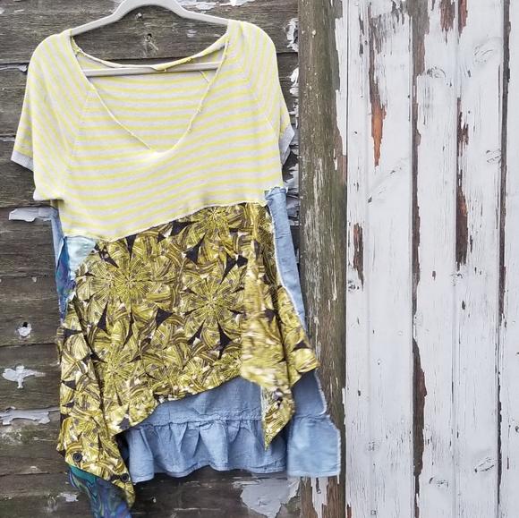 Boho Patchwork Tunic Upcycled Sweater Handmade - Picture 7 of 7